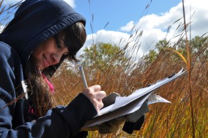 2012 Photo Contest Runner up: "Calumet Is My Backyard" student monitoring at Beaubien Woods near Chicago, Laura Milkert