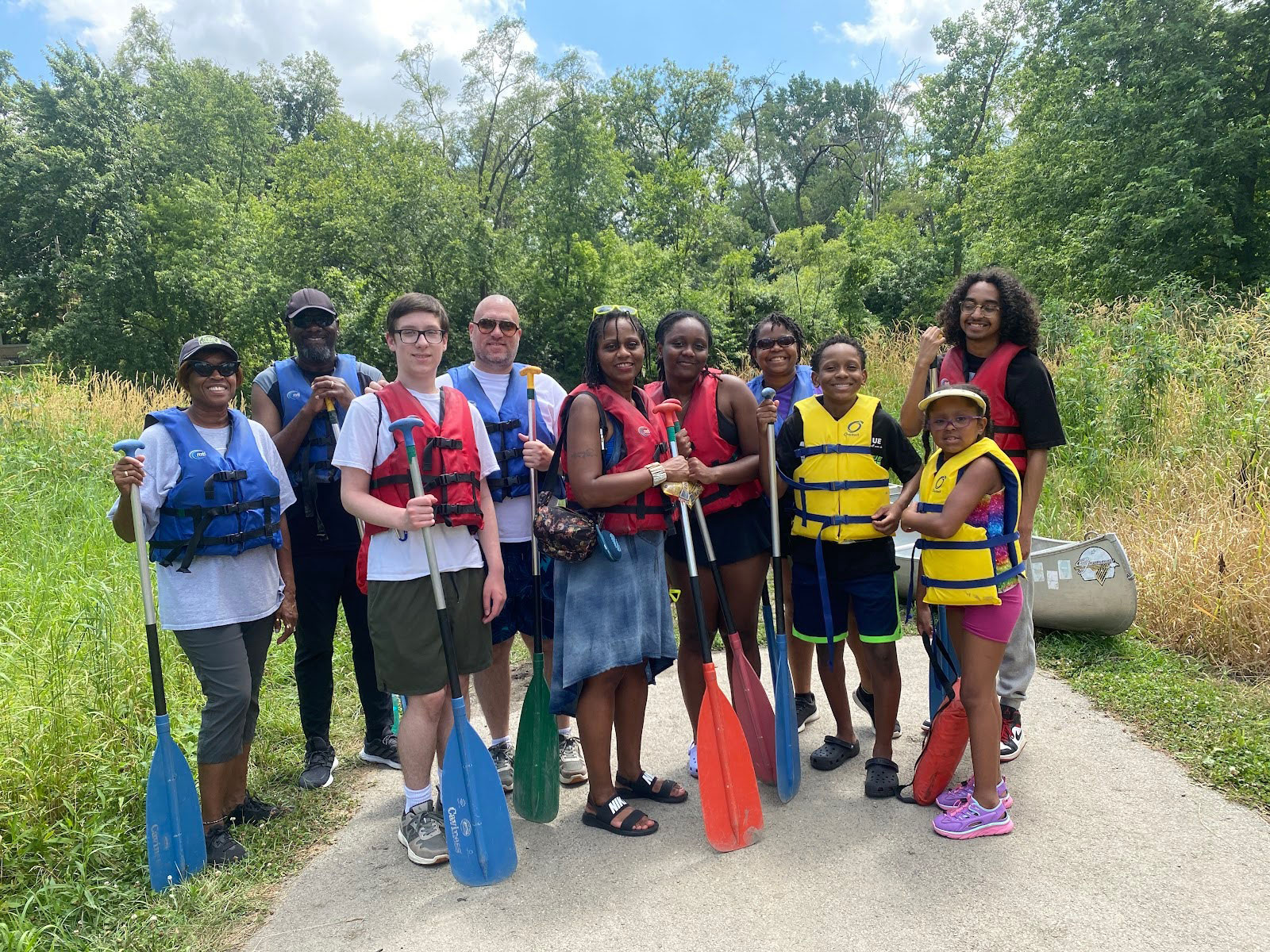 Volunteers with paddles